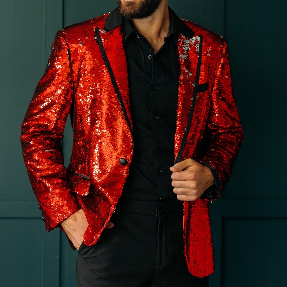 NWT Dazzling Red Sequin Blazer